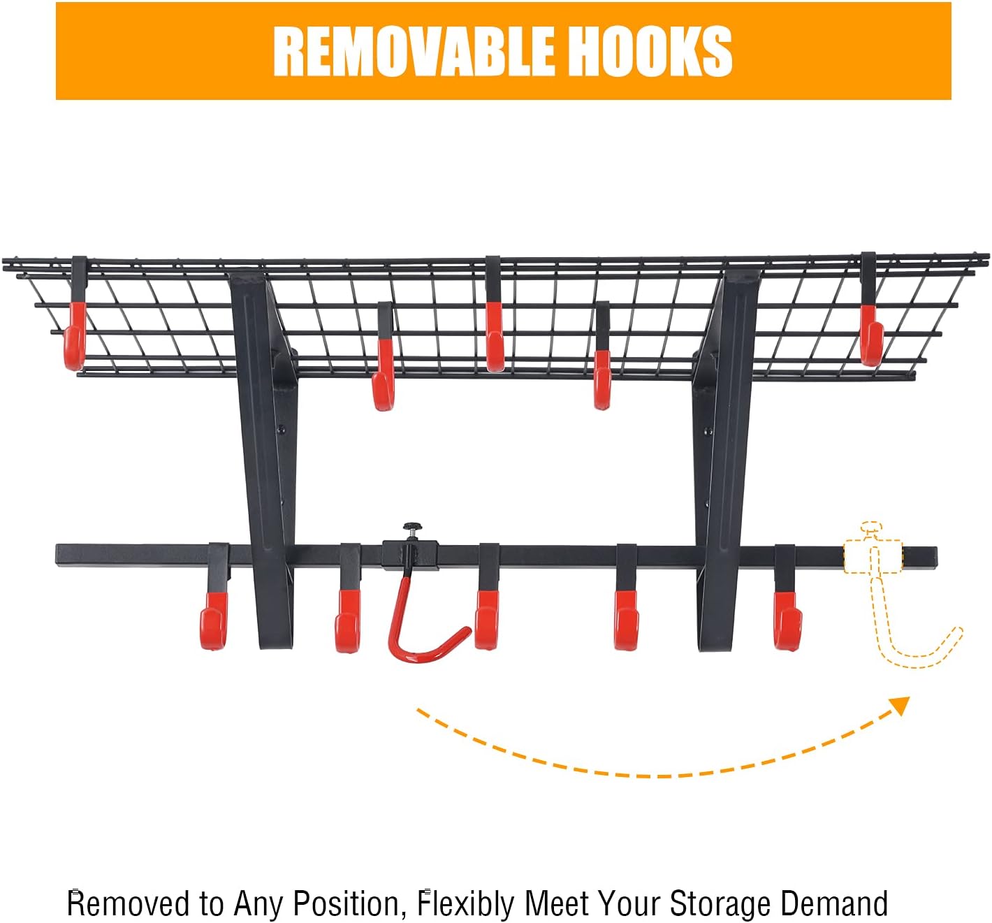 2-Pack Powder Coated Steel Garage Wall Shelving with Bike Hooks N66171