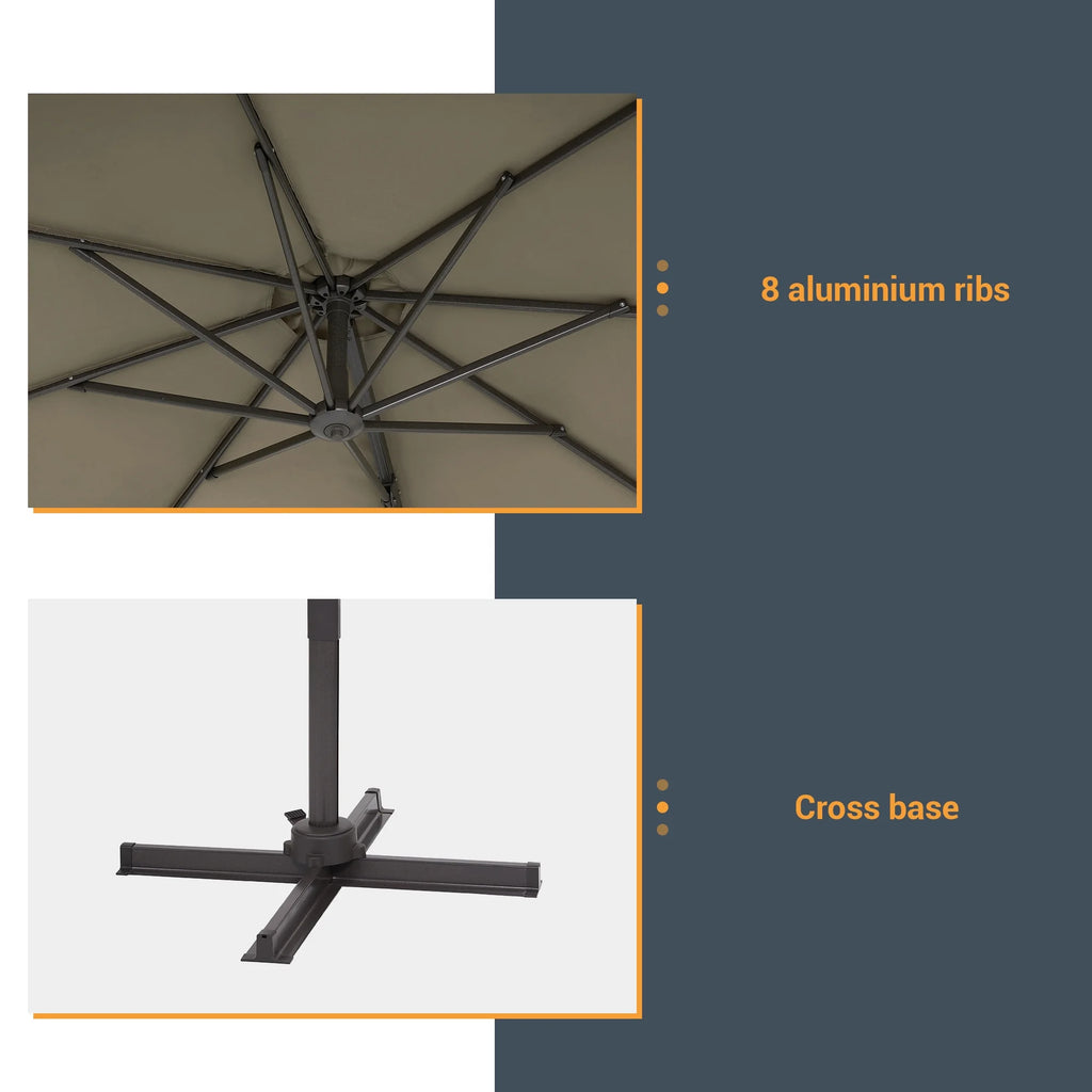 Taupe 10ft Outdoor Round Cantilever Patio Umbrella R38068