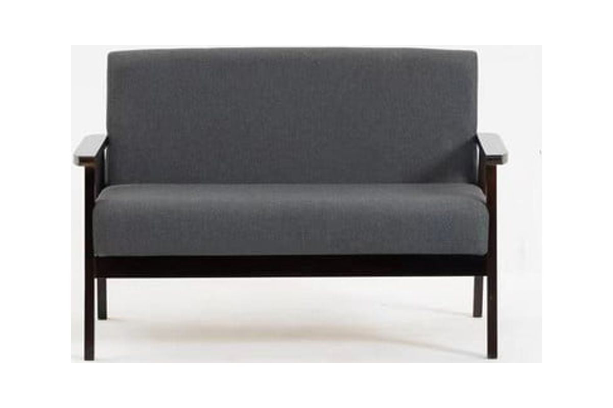 Espresso Dark Gray Linen Fabric Loveseat and 2 Chair Set R794792