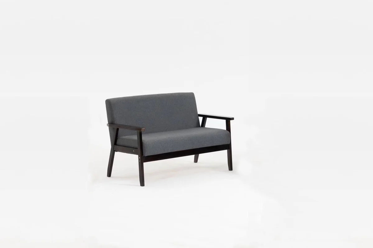Espresso Dark Gray Linen Fabric Loveseat and 2 Chair Set R794792