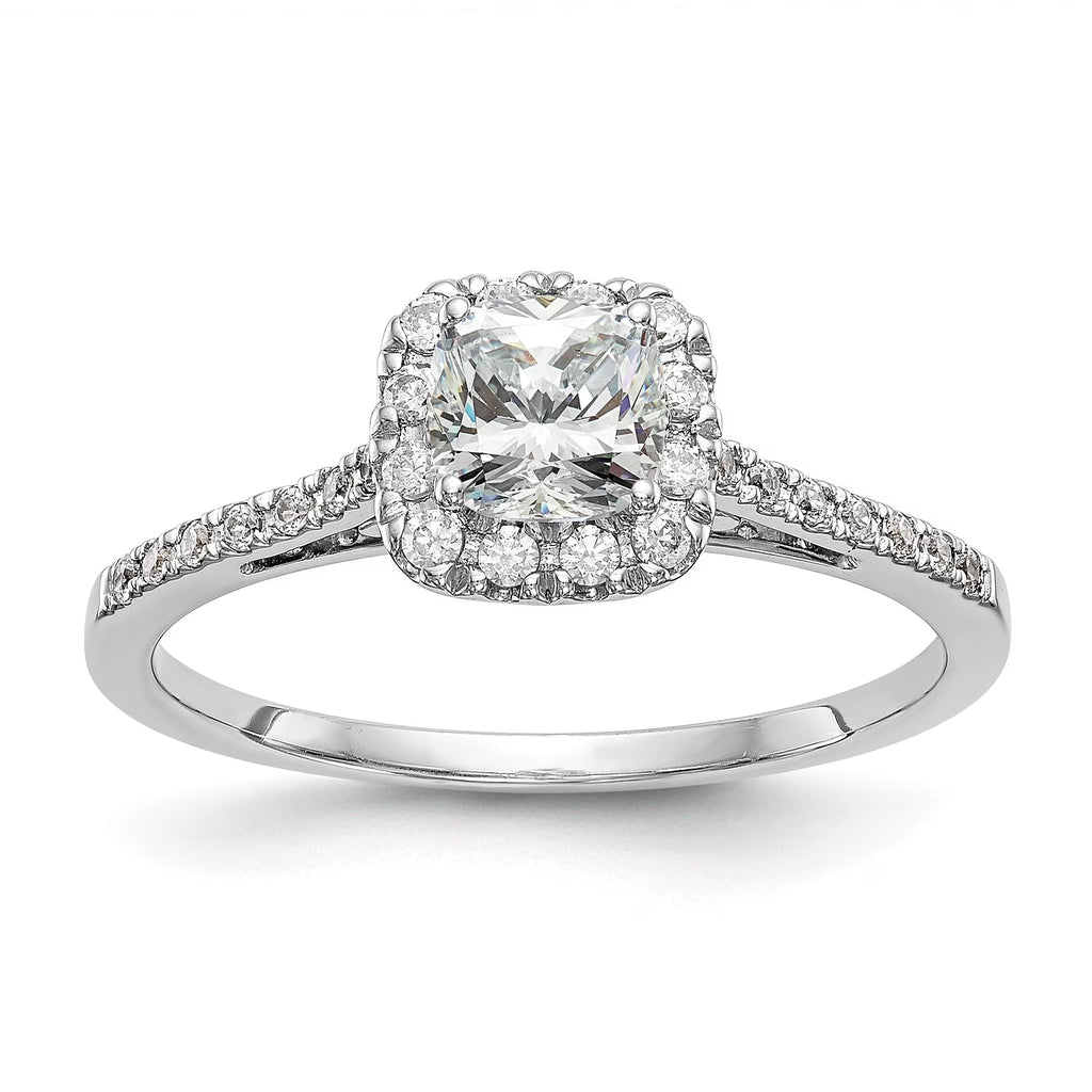 1.25ct CZ Solid 14k Cushion Halo Engagement Ring N662