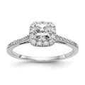 1.25ct CZ Solid 14k Cushion Halo Engagement Ring N662