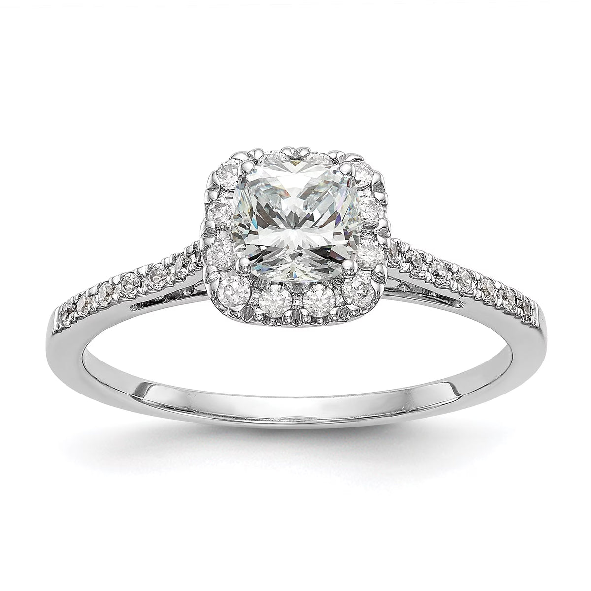1.25ct CZ Solid 14k Cushion Halo Engagement Ring N662