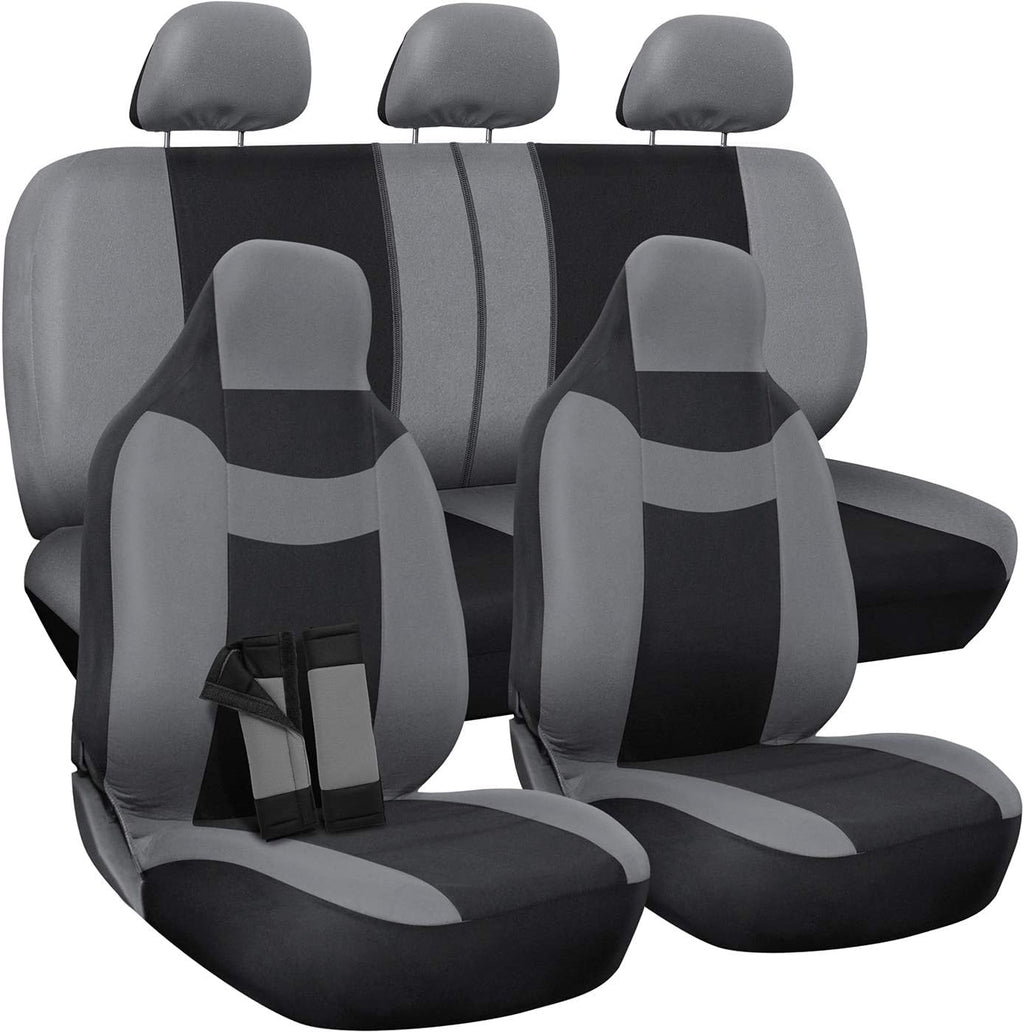 PU Leather Solid Beige Car Seat Cover Full Set S432