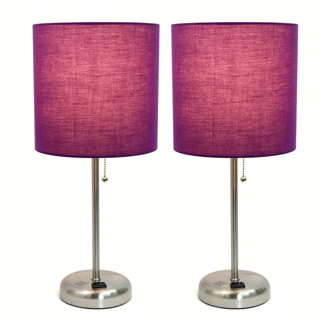 Stick Lamp with Outlet and Fabric Shade Two Pack Set Z1681