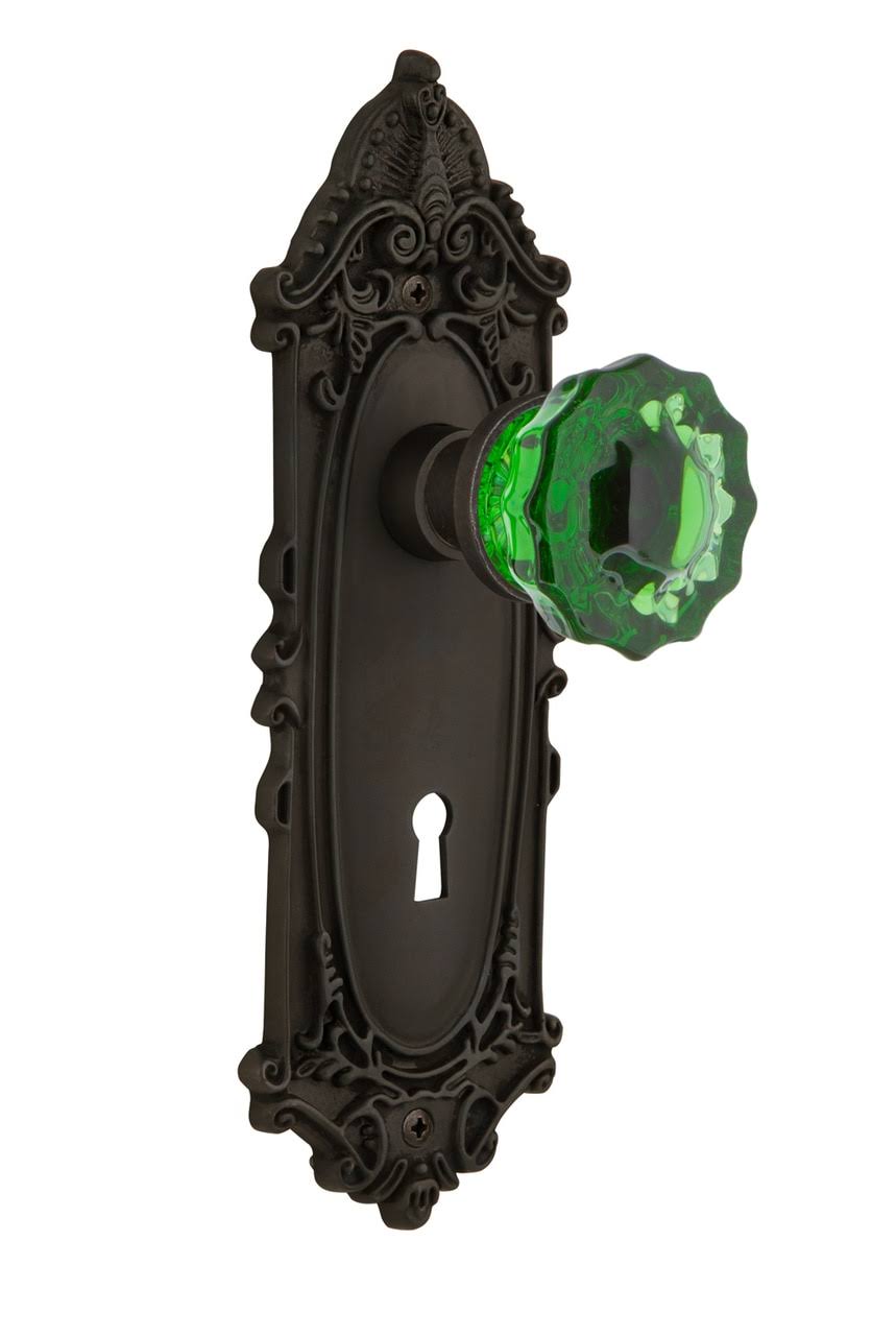Victorian Crystal Glass Door Knob in Oil-Rubbed Bronze T445