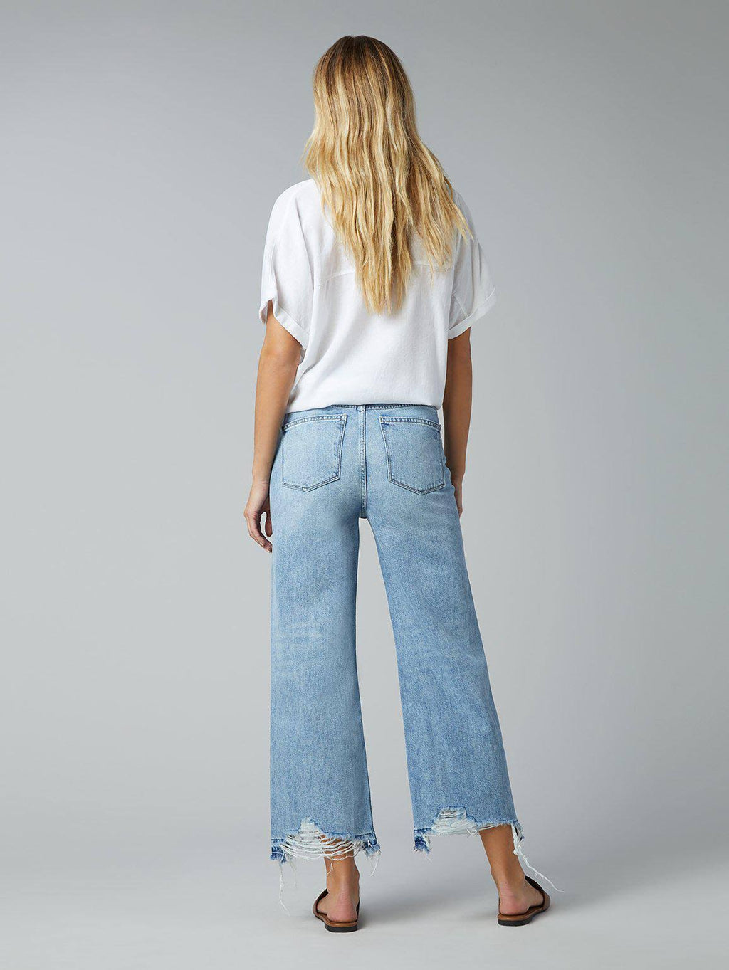 Slate Blue Wide Leg High Rise Jeans Q860