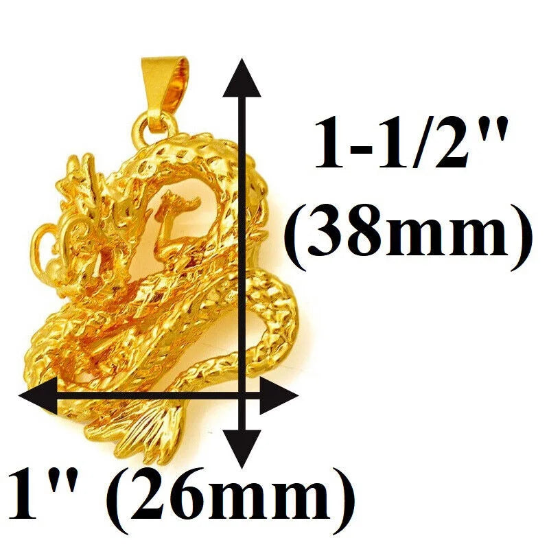 18k Gold Plated Dragon Link Chain 24" Pendant Necklace Y927554