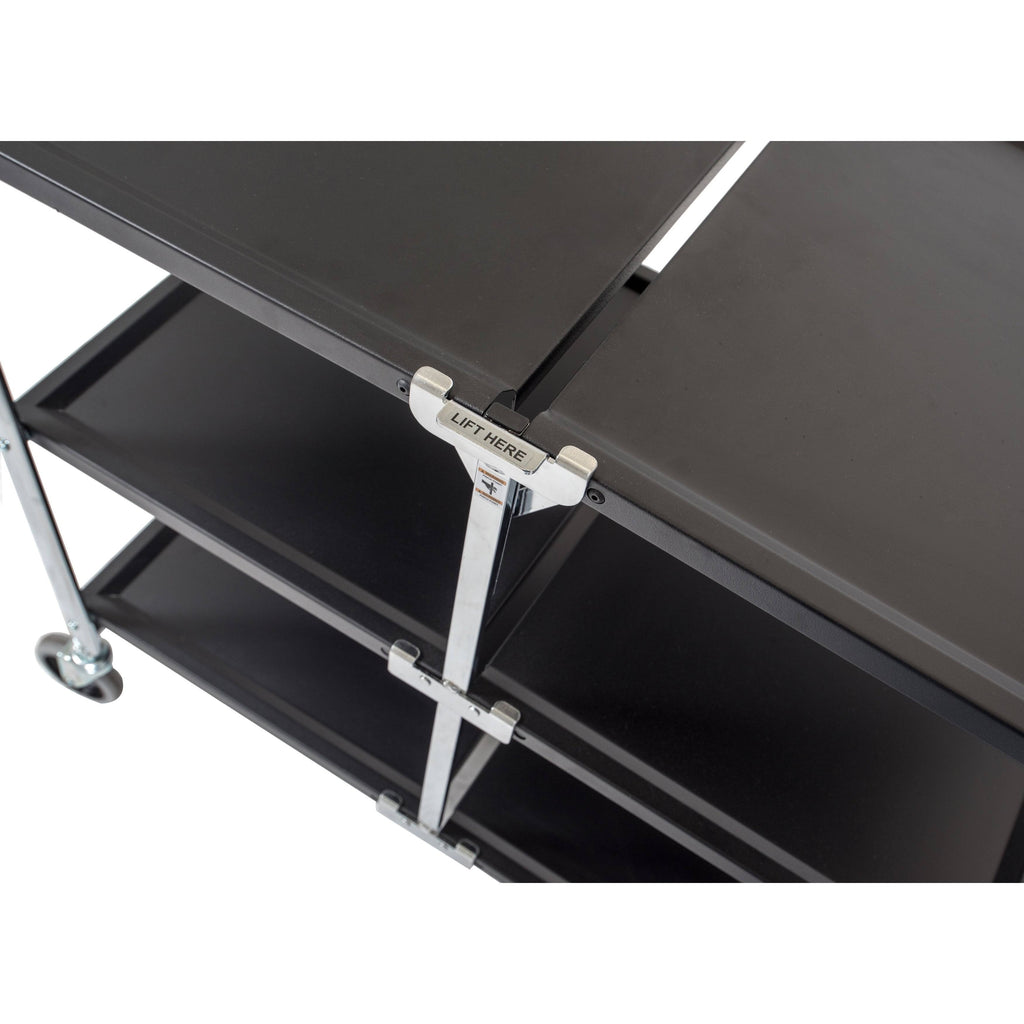 Black 3 Shelf Collapsible Metal Utility Cart Q955