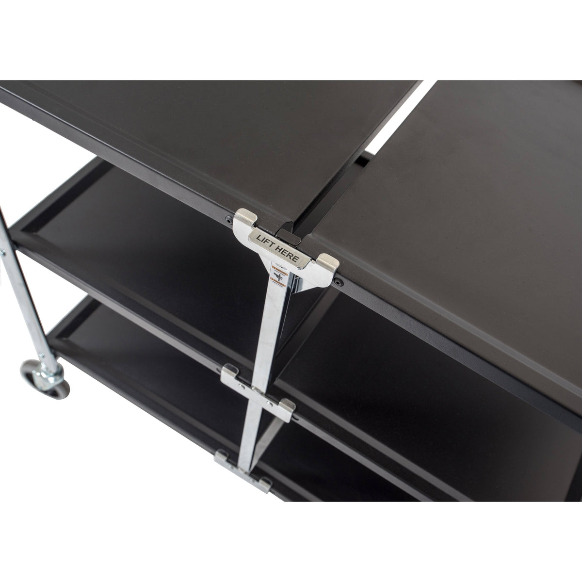Black 3 Shelf Collapsible Metal Utility Cart Q955