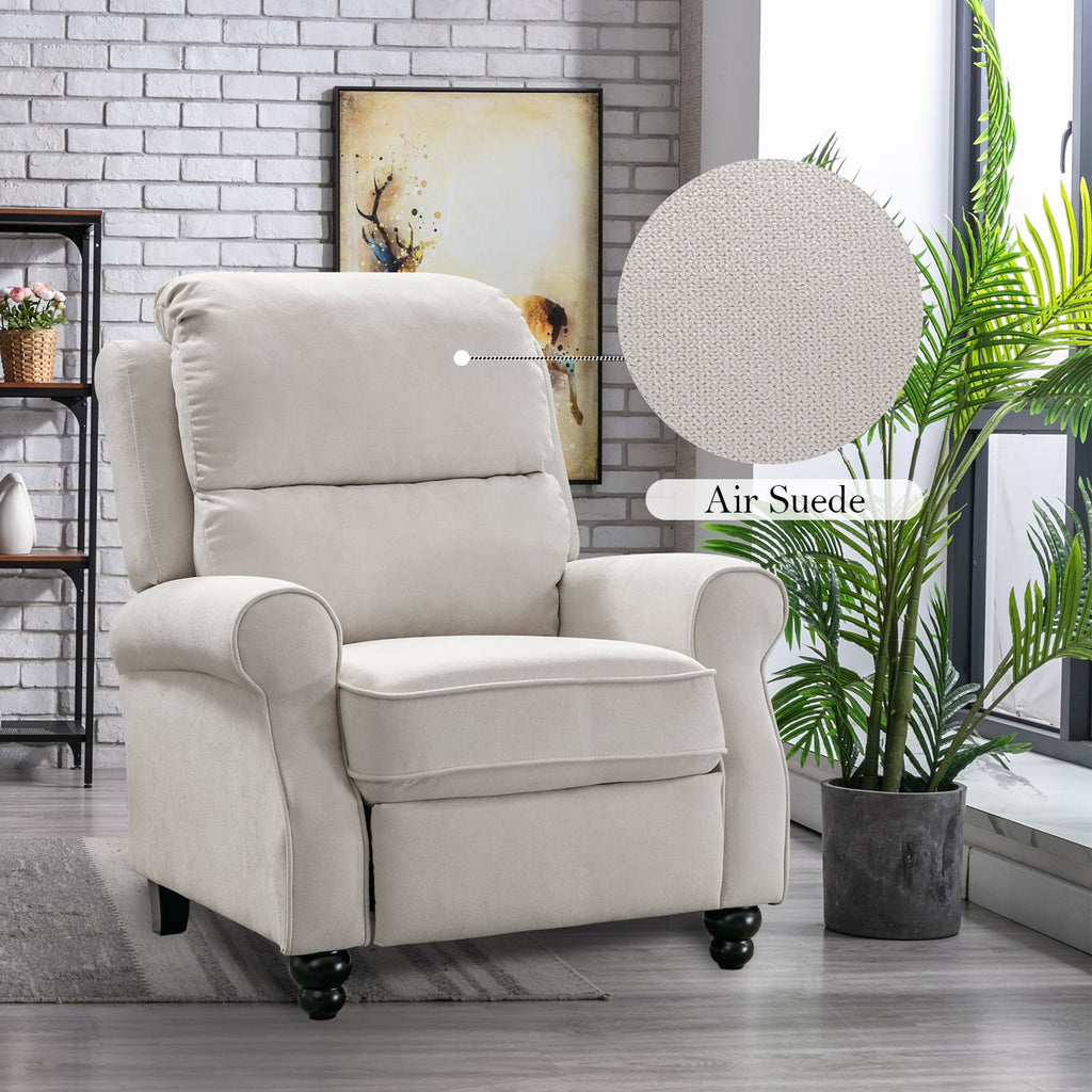 White Fabric Push Back Recliner Chair J6714