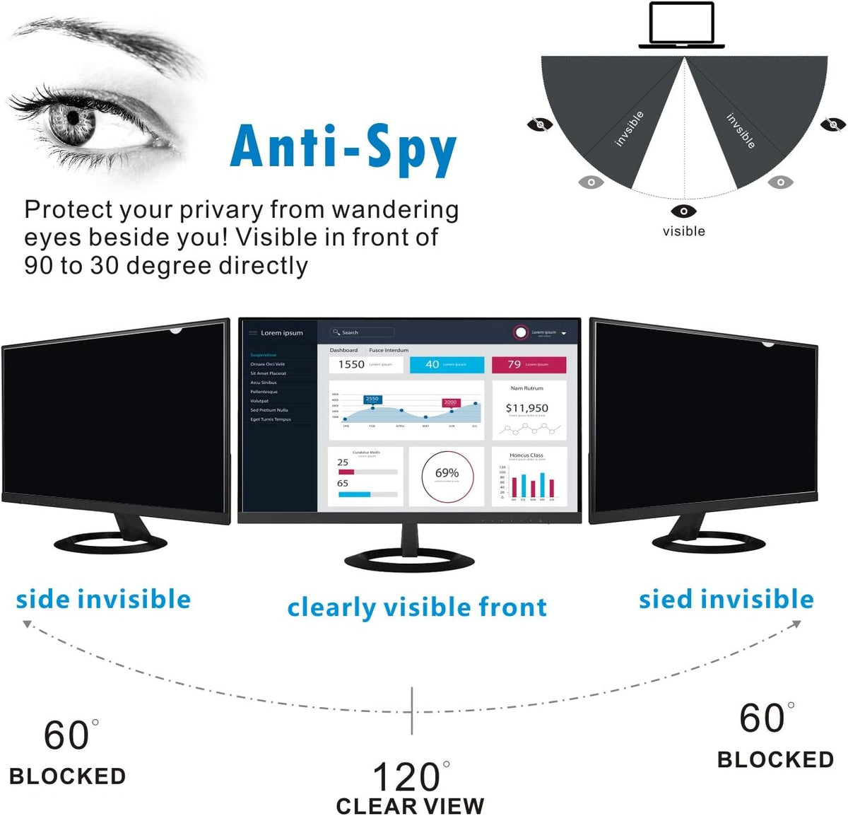 18.5-inch Widescreen Privacy Screen Filter, Pack of 2 S881688