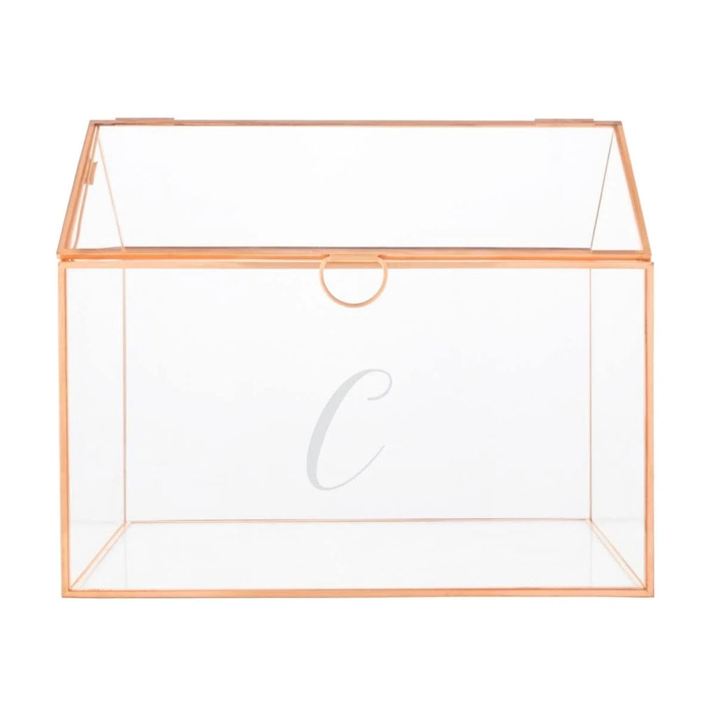 Rose Gold Wedding Glass Terrarium Card Holder J793