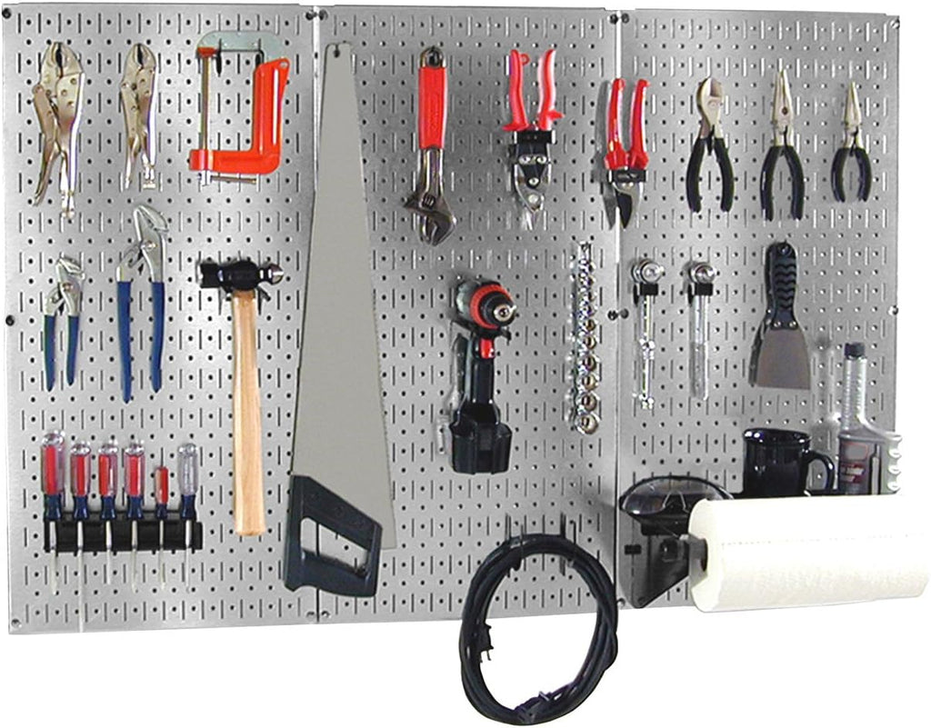 4-Feet Metal Pegboard Tool Organizer Kit with Galvanized Toolboard and Black Accessories U1956