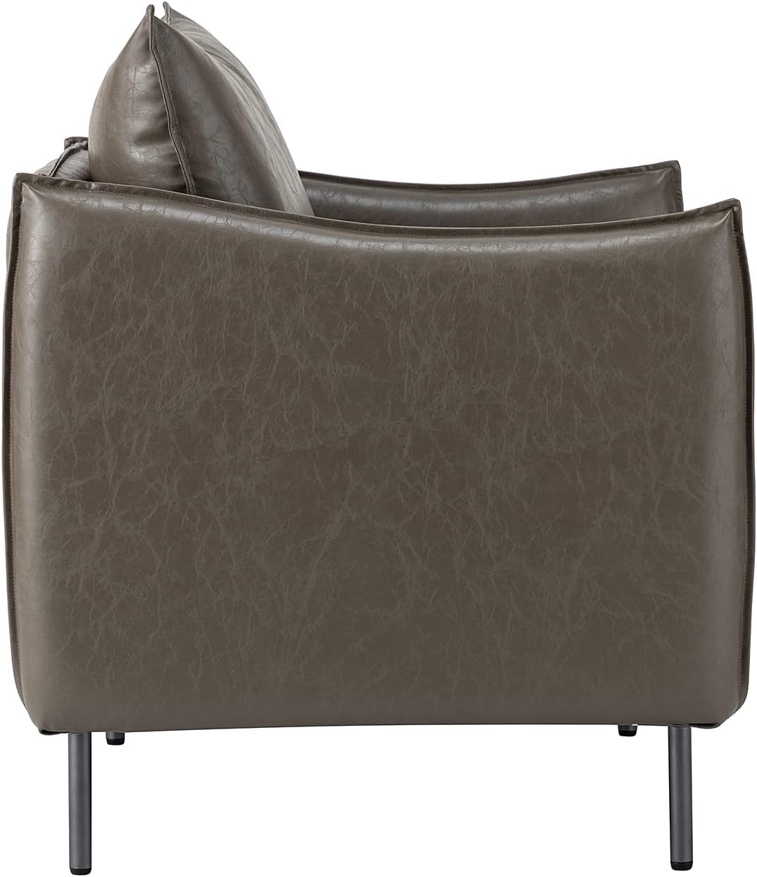 Grey Faux Leather Armchair with Moveable Cushion J785931