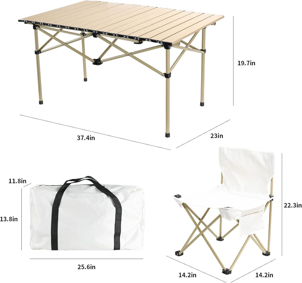 Outdoor Folding Picnic Table and Chairs Set for 4 with Carry Bag L89967