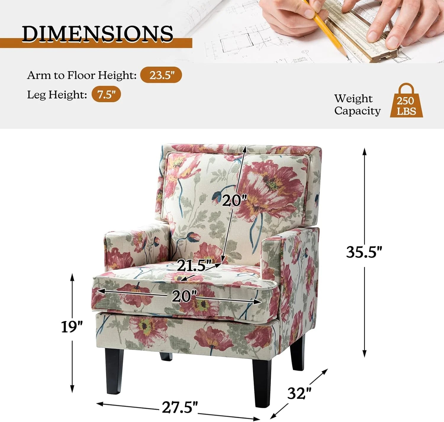 Red Fabric Club Chair Set Of 2 with Rubber Wood Legs A28274