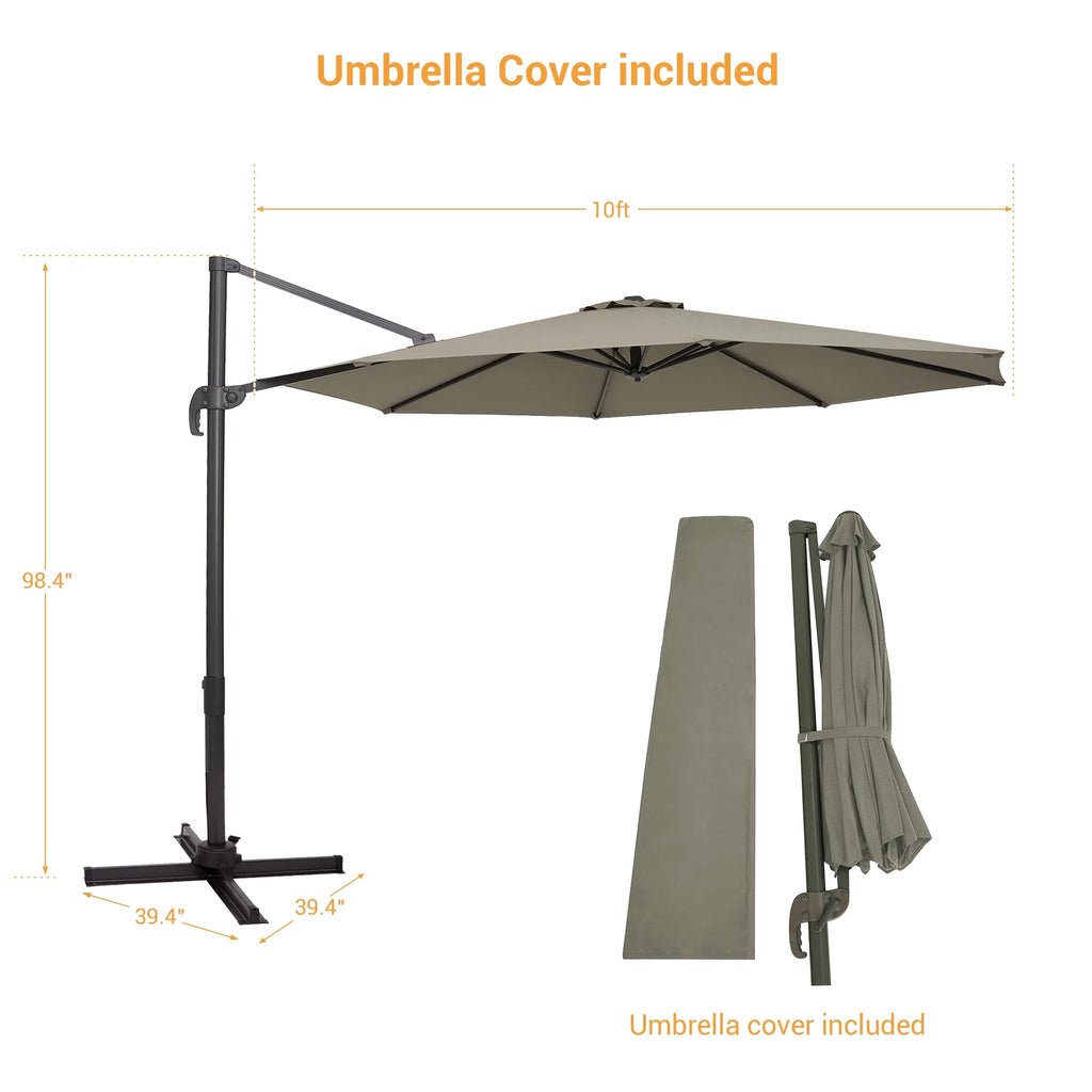 Taupe 10ft Outdoor Round Cantilever Patio Umbrella R38068
