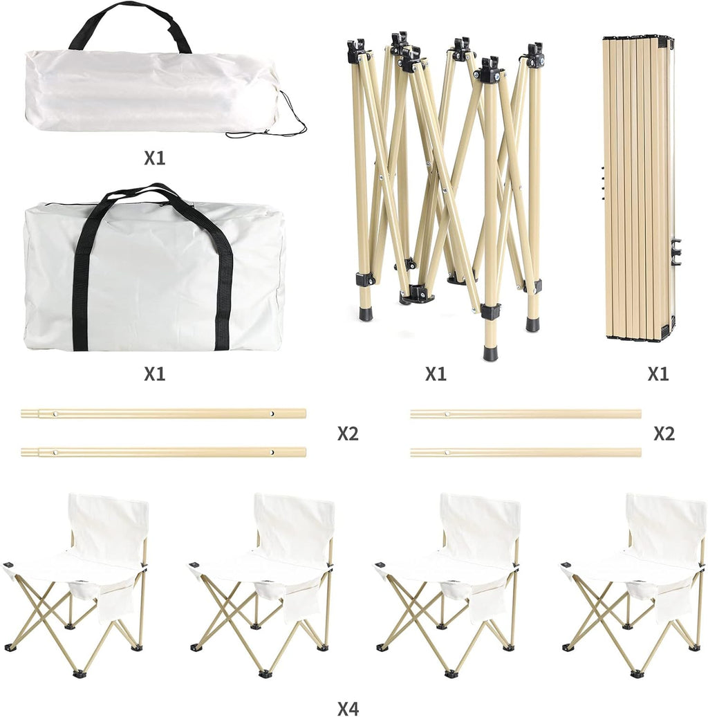 Outdoor Folding Picnic Table and Chairs Set for 4 with Carry Bag L89967