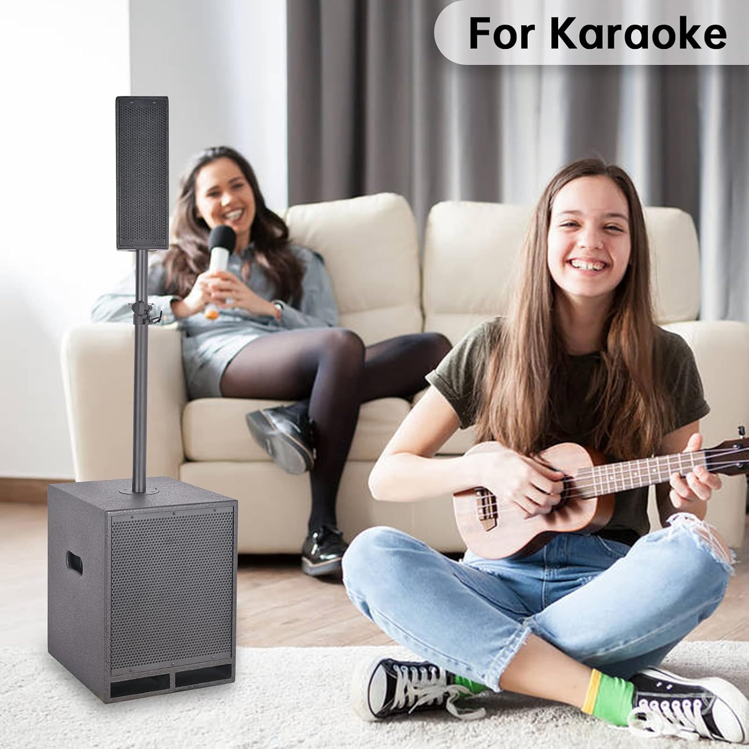 4000W 12-inch PA Speaker System Combo Set with Remote Control, Line Array Speakers with Built-in MP3 USB FM SD Card Bluetooth & Subwoofer M821177