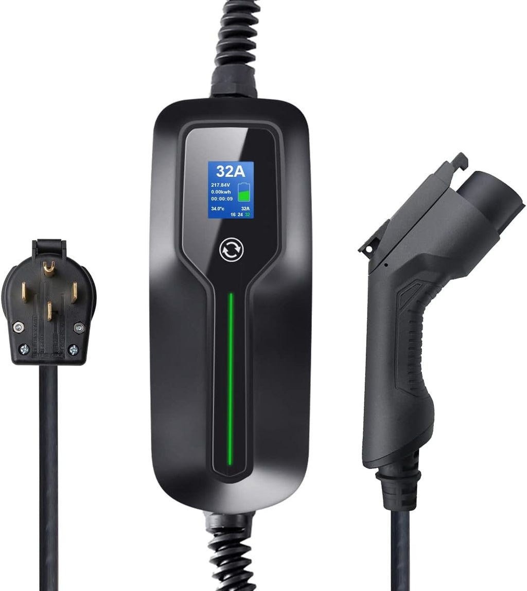 Level 2 EV Charger, 220V 32 Amp 7.68kW, Type 1 & NEMA 14-50 Plug, 25ft Cable D686268