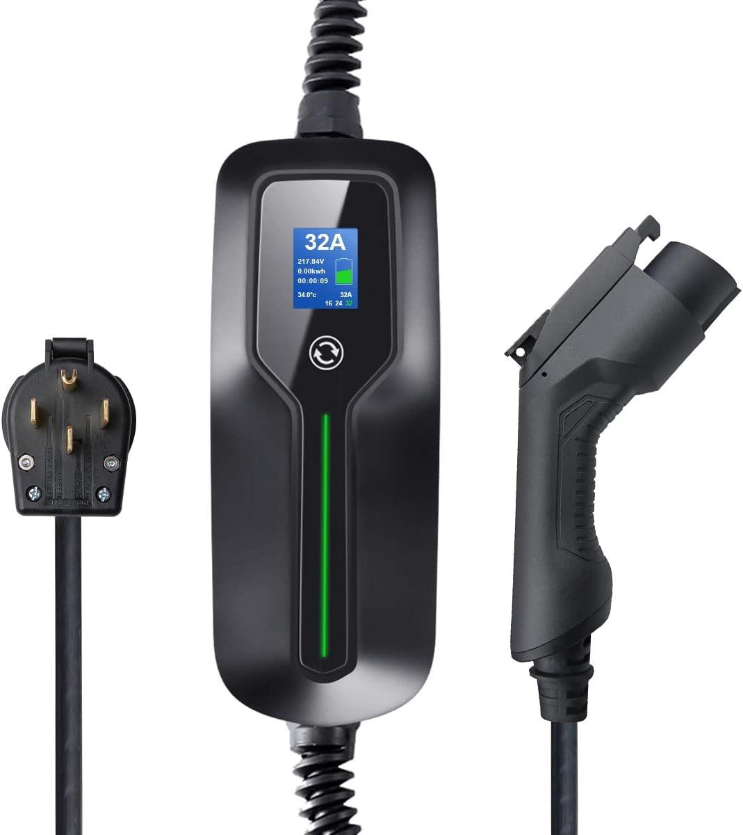 Level 2 EV Charger, 220V 32 Amp 7.68kW, Type 1 & NEMA 14-50 Plug, 25ft Cable D686268