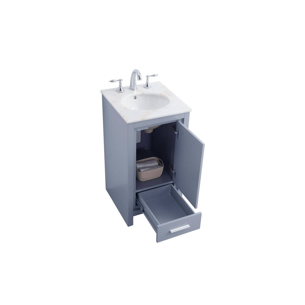 White 18 inch Bathroom Vanity Cabinet Set with Marble Top I710
