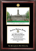 Gold Embossed Diploma Frame with Campus Images Lithograph Y594308