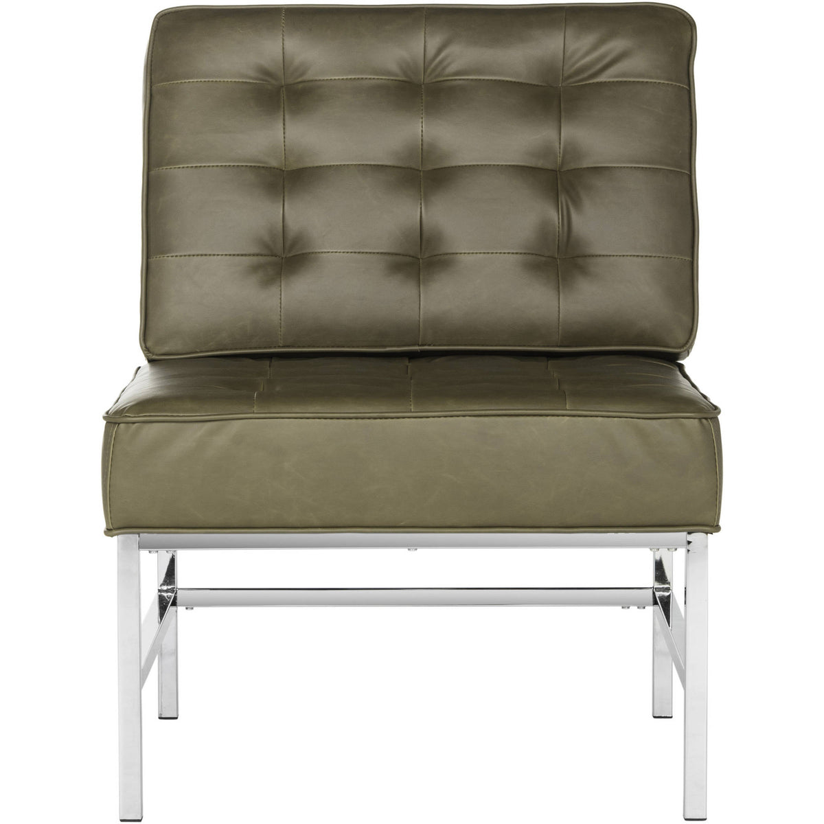 Antique Taupe Tufted Leather Accent Chair Y758793