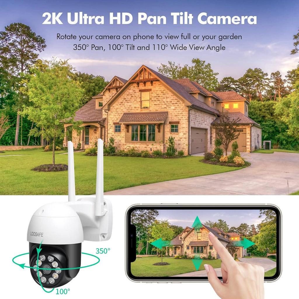 4MP PTZ Wireless Security Camera Outdoor with Spotlights M1441