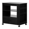 Black Oak Microwave Cart on Wheels U977237