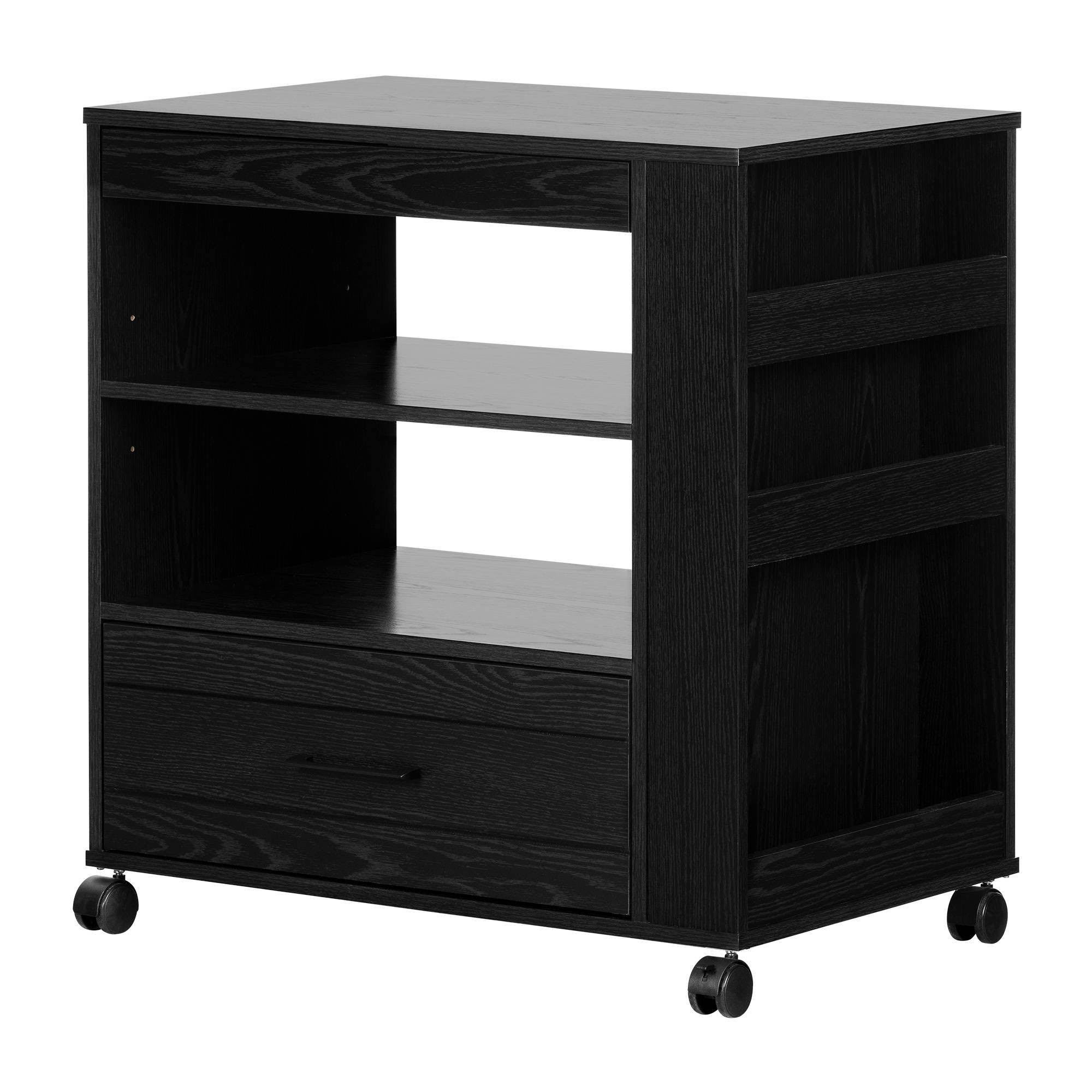 Black Oak Microwave Cart on Wheels U977237