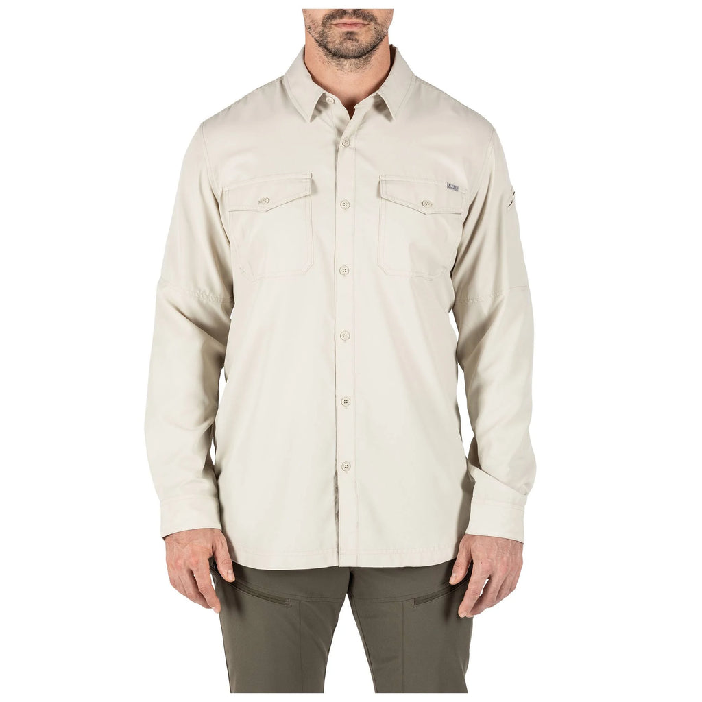 Volcanic Col Men's Long Sleeve Button-Down Shirt, 2 Chest Pockets, 100% Polyester, Regular Fit R124297