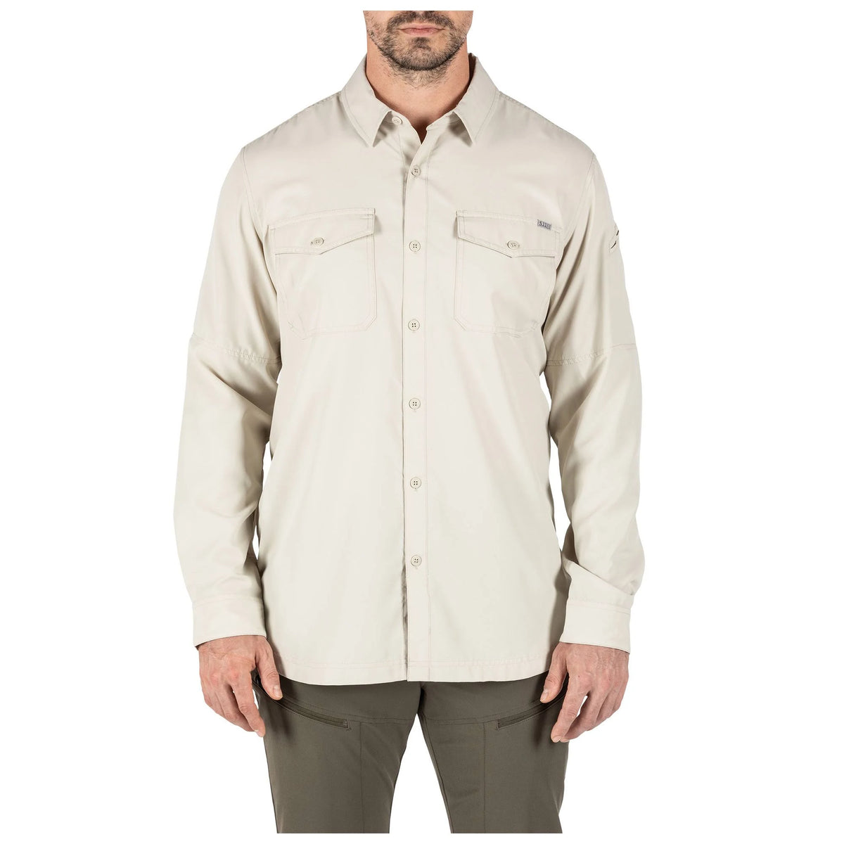 Volcanic Col Men's Long Sleeve Button-Down Shirt, 2 Chest Pockets, 100% Polyester, Regular Fit R124297