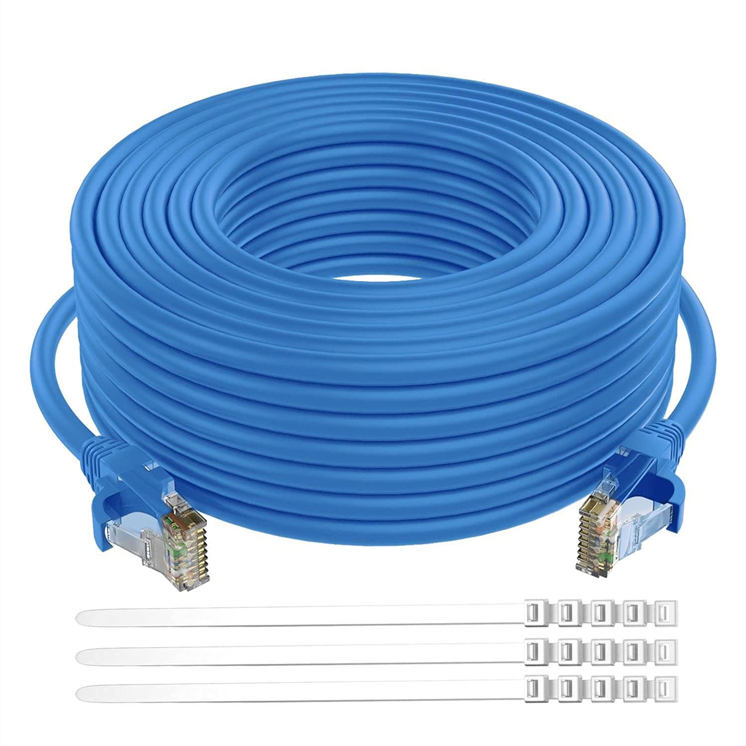 Cat6 Ethernet Cable 200 Feet Grey UTP RJ45 Internet Cable with 15 pcs Ties M743