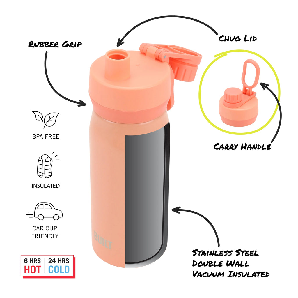 Blue Reusable Lunch Bag and 16 fl oz Stainless Steel Water Bottle Bundle Q147685