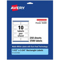 Matte White Rectangle Labels, 1.5 inch x 3.75 inch, 2,500 Labels P565