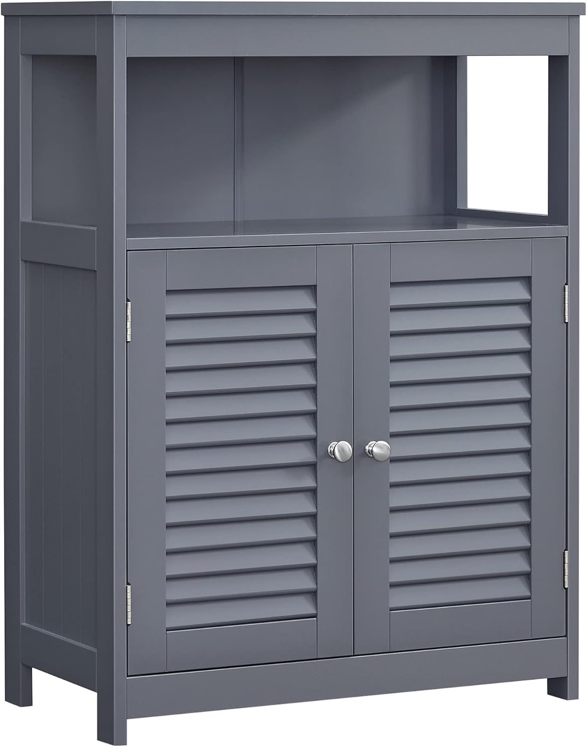 White Bathroom Storage Floor Cabinet with Double Shutter Door and Adjustable Shelf T575980