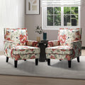Red Fabric Club Chair Set Of 2 with Rubber Wood Legs A28274