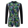 Leaf Print Long Sleeve Rashguard Swim Suit D517503