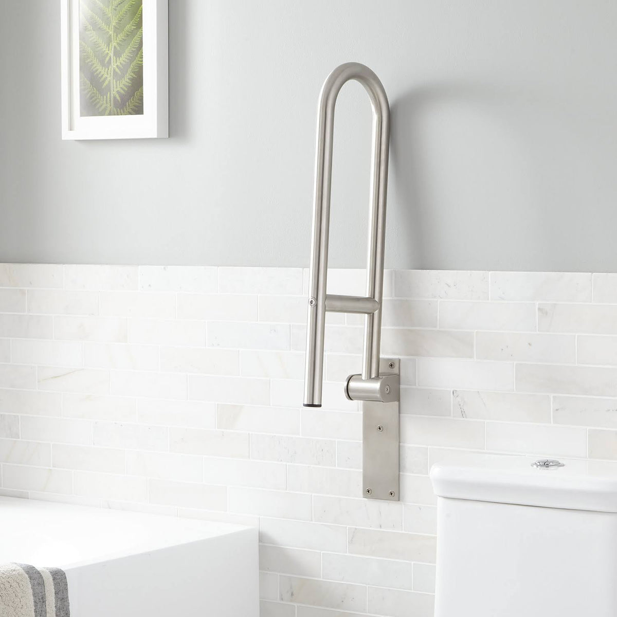 Flip Up Grab Bar with Position Hinge, Stainless Steel A52919