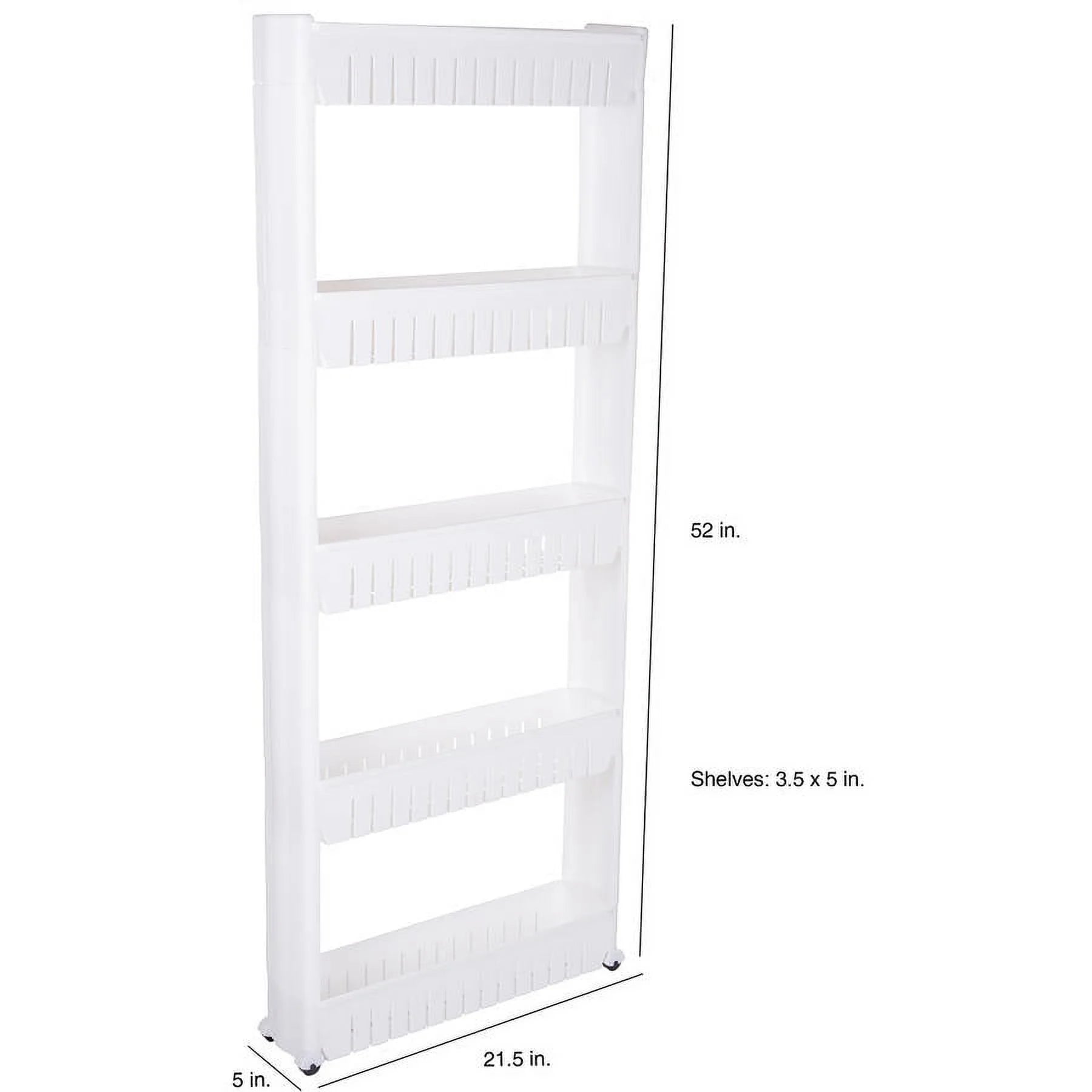 5-Tier White Plastic Rolling Pantry Storage Cart L463403
