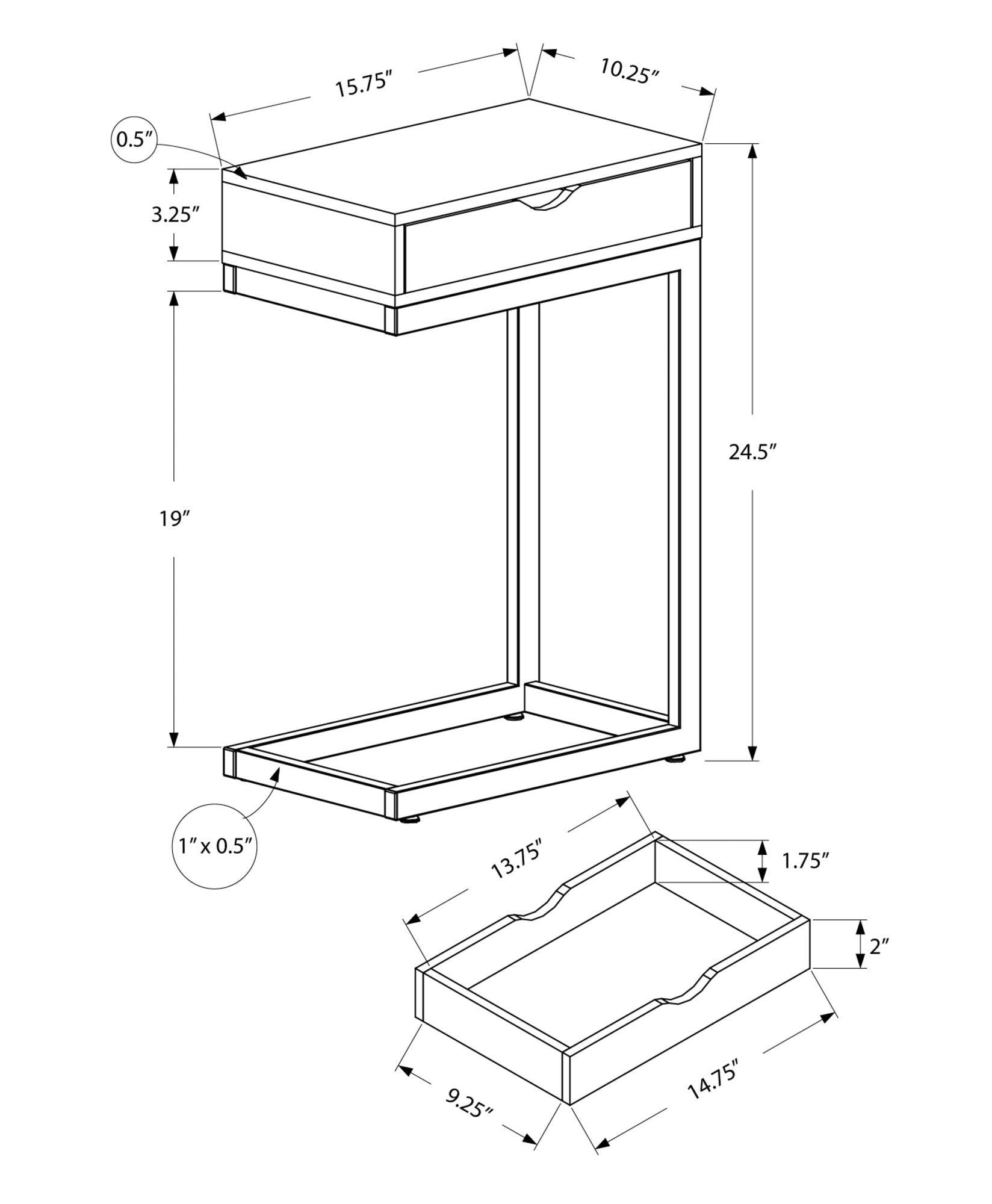 Cappuccino Particle Board and Black Metal Accent Table U107
