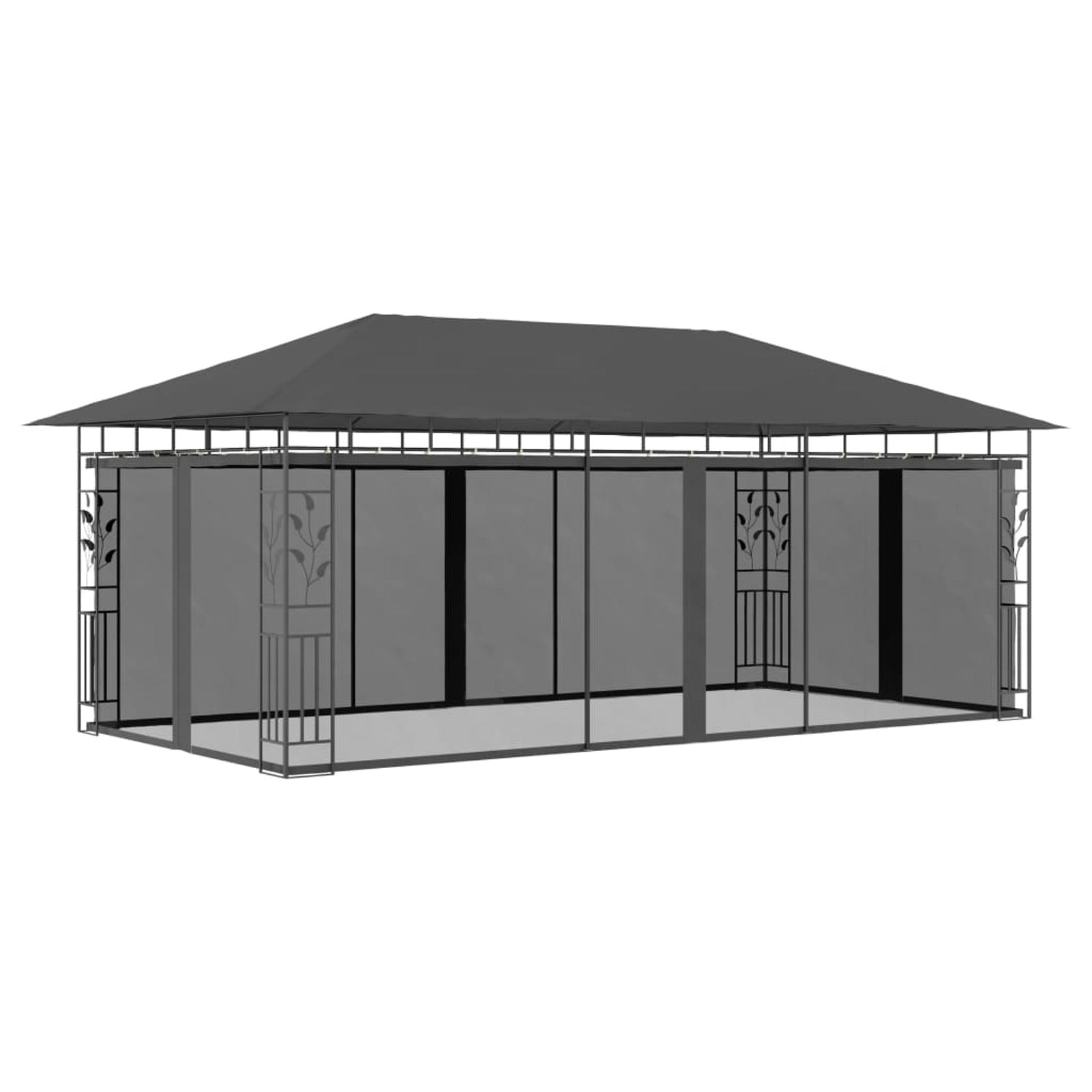 19.7'x9.8'x9' Anthracite Gazebo with Mosquito Net L7591