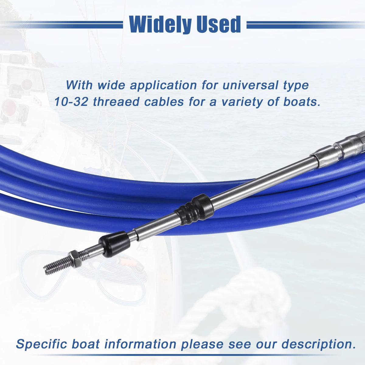 Marine Type Throttle Shift Remote Control Box Cable with Clevis Blue C67806