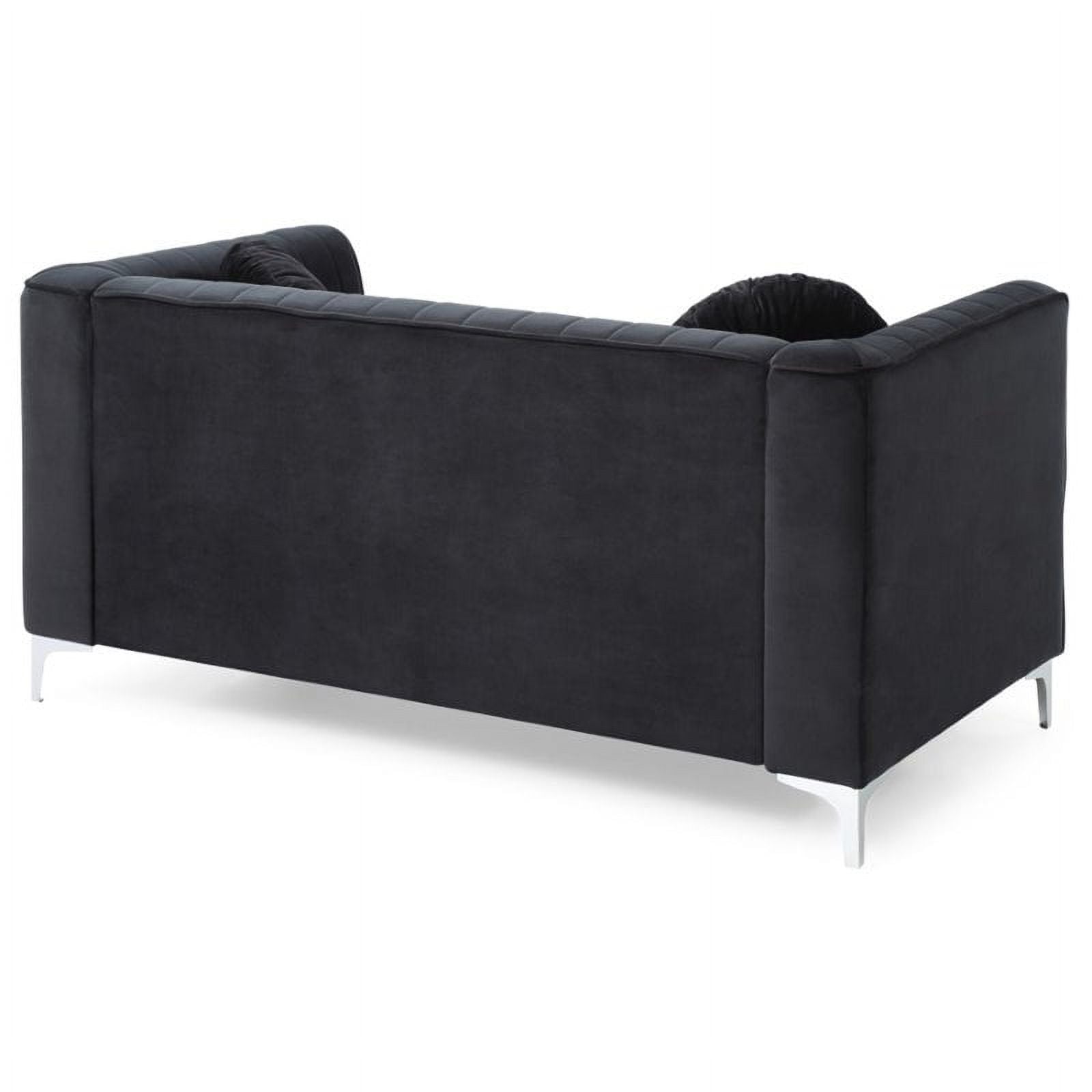 Black Velvet Channel Tufted Loveseat N328