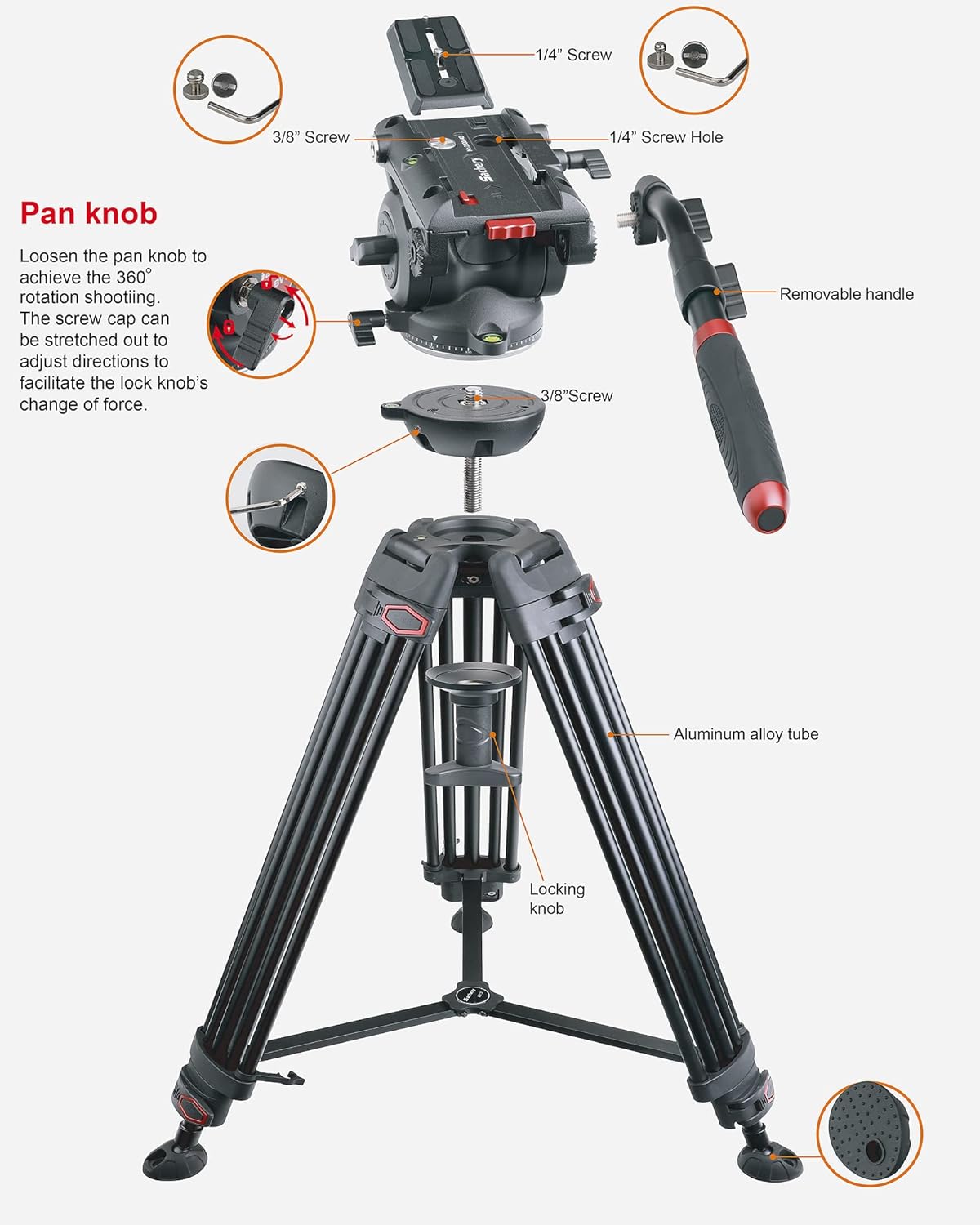 72 Inch Heavy Duty Tripod with Fluid Head R342