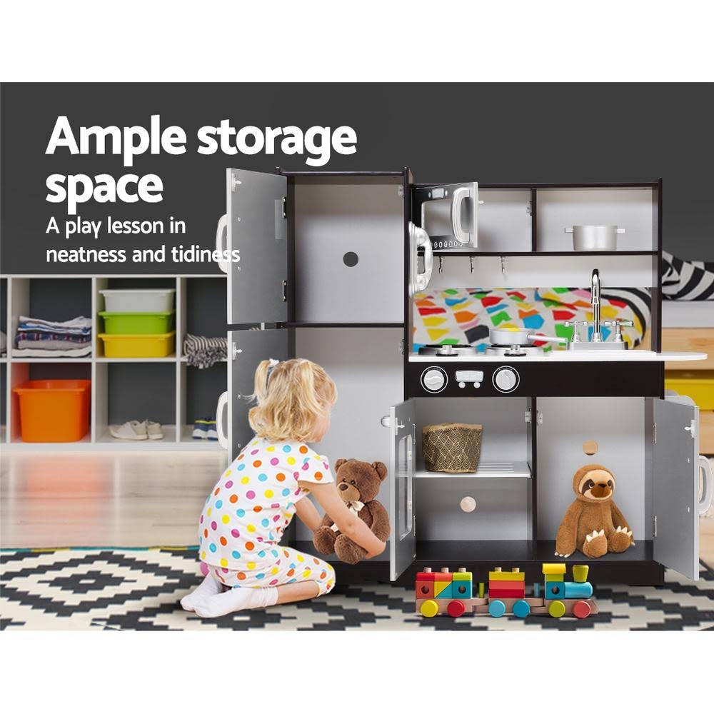 Black Kids Kitchen Set Pretend Play Food Toys C361576
