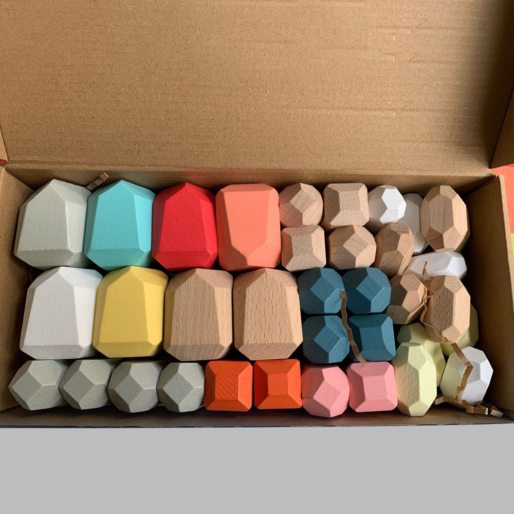 36pcs Wooden Colorful Stone Toy Stacking Building Educational Toy for Toddler K25919