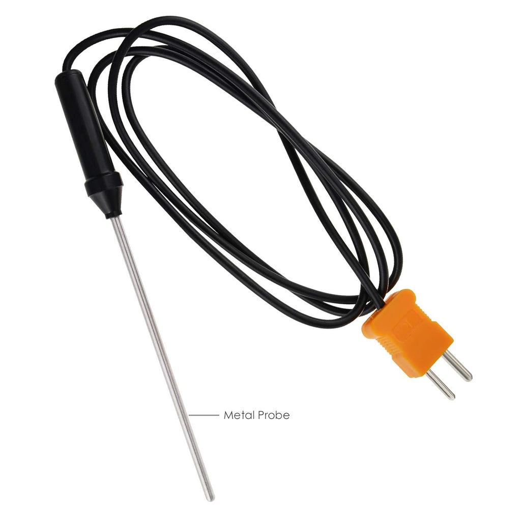 2 Channels K-Type Thermometer with 4 Stainless Steel Thermocouples, -50~1300°C Handheld Desktop Meter M41100